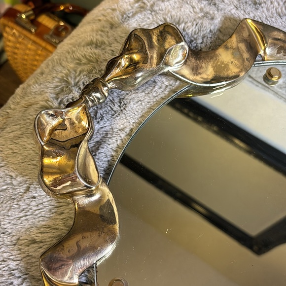 Vintage Godinger 1988 Large Bow Handle Oval Mirrored Tray - Picture 8 of 9